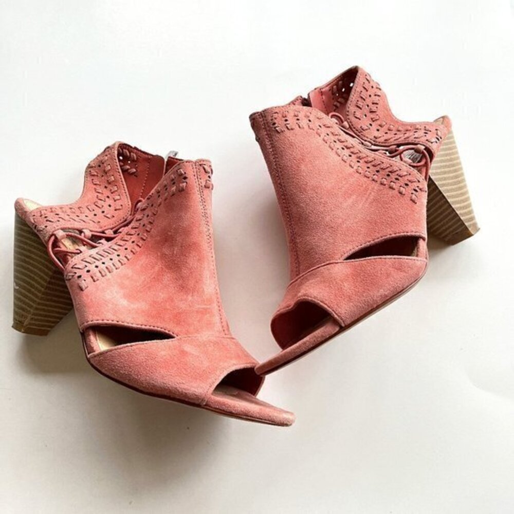 Vince Camuto Womens Strappy Pink Suede Gladiator Cage Heels EMMIA Size 7.5M‎